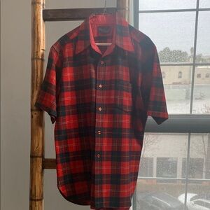 Rare Pendleton short sleeve Red and Black Plaid Pendleton Men's Shirt